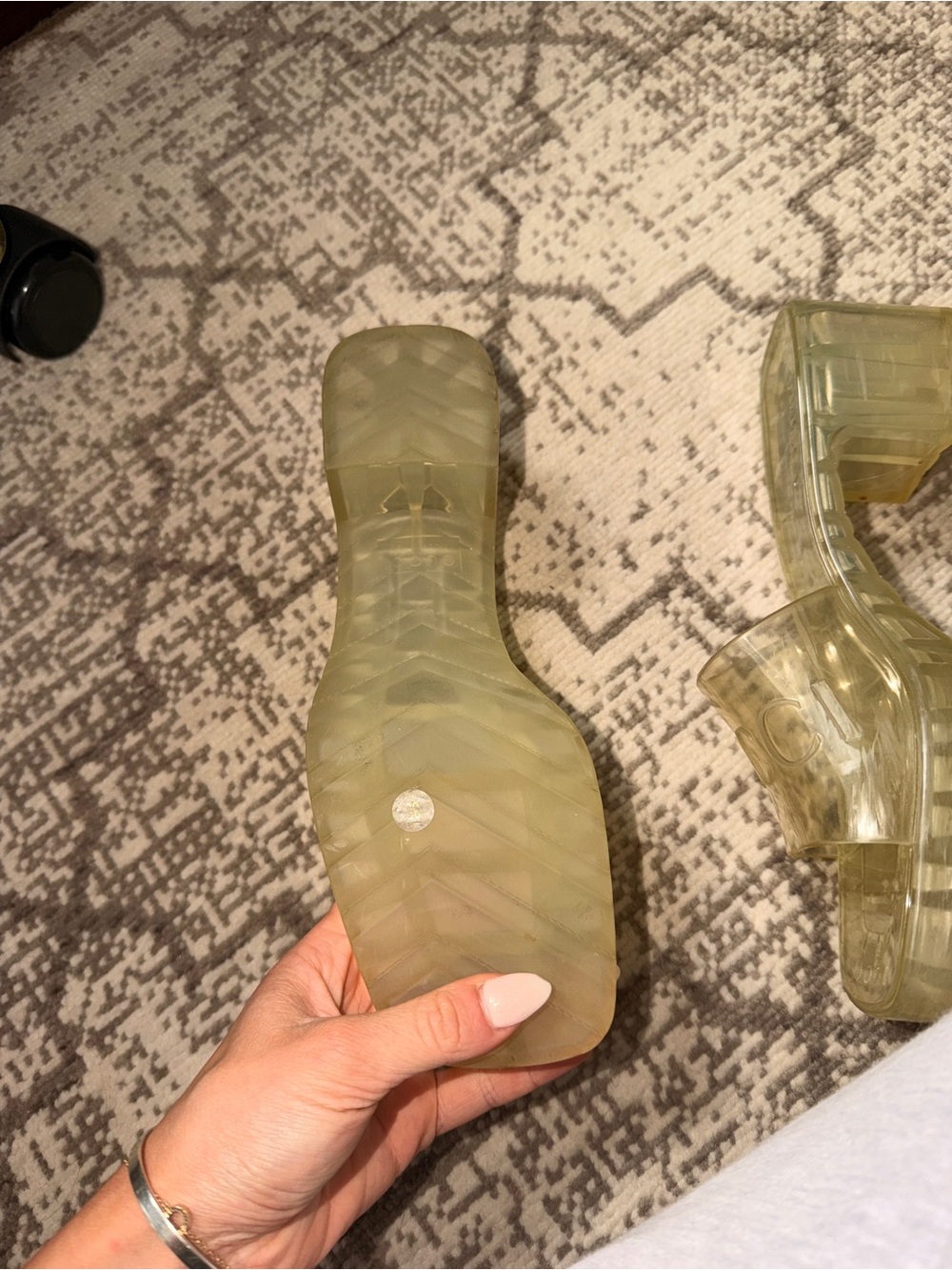 Gucci Transparent Rubber Block Heel Slides Size 37 - Picture 5 of 5